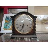 A Smiths mantel clock with barley twist detail