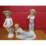 Two Lladro figures, boy and girl with flowers, boxed, No.