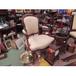 Two Victorian chairs including an open armchair to carved cabriole legs