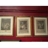 Three 18th Century French engravings including 'La Toilette'
