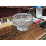 A large crystal glass rose bowl,