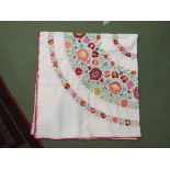 Hungarian hand embroidered square tablecloth, 50" x 50", multicoloured,