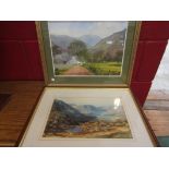 A framed and glazed watercolour depicting a farm in Great Langdale, Lake District by Alan Paynes,