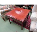 A "Norfolk Manor" crossbanded mahogany lamp/occasional table with single frieze drawer on spade