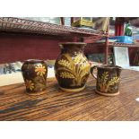 Three pieces of Harleston Pottery including two vases