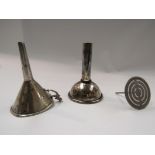 Two decanter funnels,