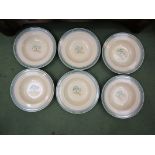 A set of six Royal Doulton "Congress" Art Deco soup bowls