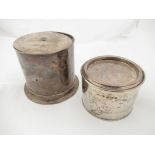 Two silver lidded canisters, London and Birmingham hallmarks,