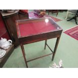 A 19th Century rosewood sloped display case on stretcher base,
