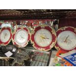 A 19th Century English porcelain tazza and three plates, some a/f,