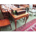 A Georgian style walnut drop-leaf games table,