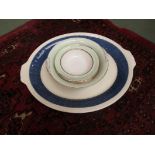 A Melrose meat plate and Wedgwood Deco design bowls