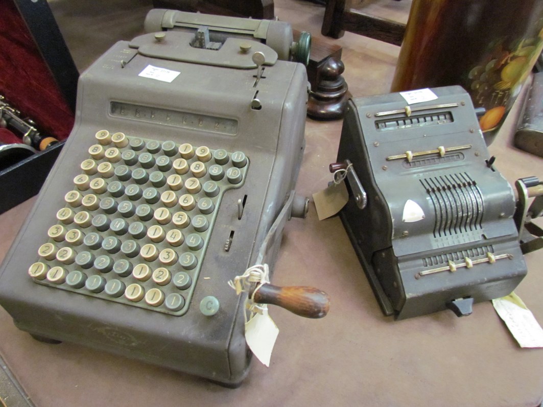 Two vintage adding machines