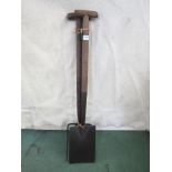 A 'T' handle spade and fork