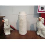 A West German pottery cylindrical vase, white,