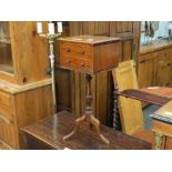 A Victorian and later wine table converted from a dressing table section on tripod base,