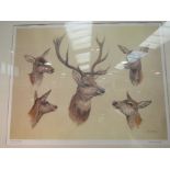 A Brian Rawling limited edition print of stag and deer No.