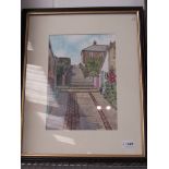 SANDRA GREEN: Watercolour "Aldeburgh Steps", signed lower left,