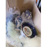 A Dutch blue and white charger and assorted ceramics