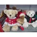 Six soft filled Harrods Christmas bears,