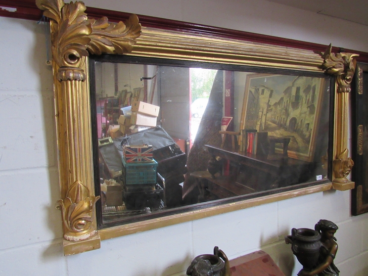 A Regency carved giltwood overmantel mirror, a/f,