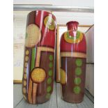 Two boxed modern ceramic vases with abstract patterns