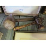A wooden gavel and wooden mallet