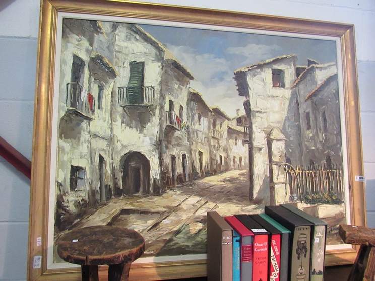 An oil on canvas of Old Marbella town, signed lower right,