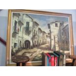 An oil on canvas of Old Marbella town, signed lower right,