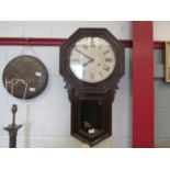 An Ansonia Amercian drop-dial wall clock and another mantel clock (2)