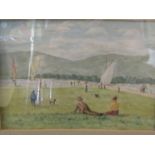 H.MORLEY (XX) A framed and glazed watercolour, figures on lakeside park. Signed bottom left.