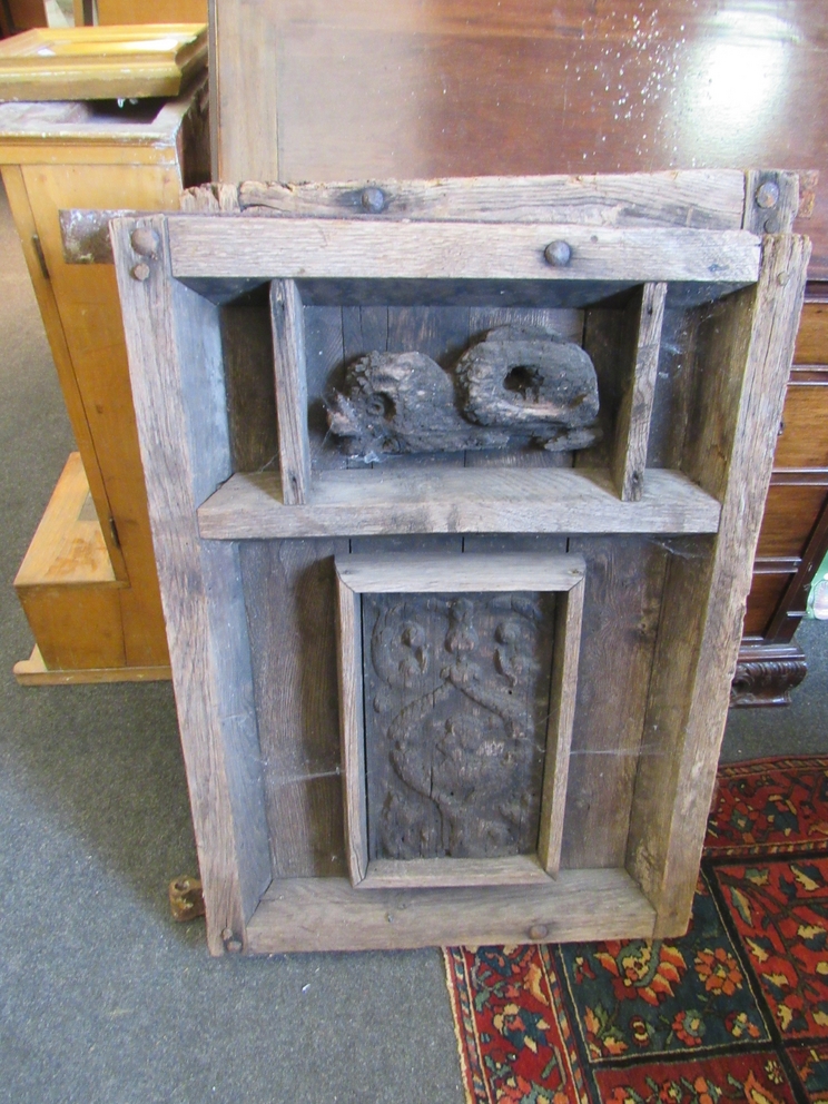 A pair of 17th Century gates, carved detail,