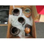 Five 19th Century tobacco jars a/f various chips mainly to bases