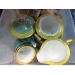 Three boxes containing mostly tea wares including Price Kensington, Colclough etc,