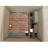 Two boxes of mixed books including 'The Works of Alexander Pope', by Warton, 1822, nine volumes,