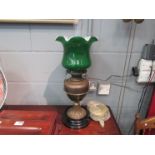 A brass oil lamp together with optional electric conversion,