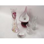 A quantity of glass including Mdina fish and Murano style swan,