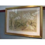 A gilt framed print of four potted orchids after CHERI BLUM (1969-2003),
