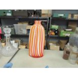An Art glass white and orange striped vase,