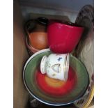 A quantity of studio pottery including bowl,