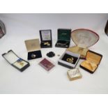 A quantity of costume jewellery including brooches and lady's Rotary watch