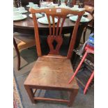 A single drawer mahogany stick back nursing chair on 'H' stretcher base and a hall chair