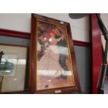 A coloured print "Dance at Bougival", by Renoir, framed and glazed,