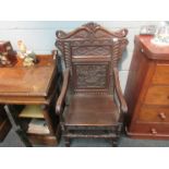 A 19th Century carved Wainscot chair