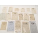 A packet of seventeen various Inn receipts, circa 1820's-1850's, all North of England,