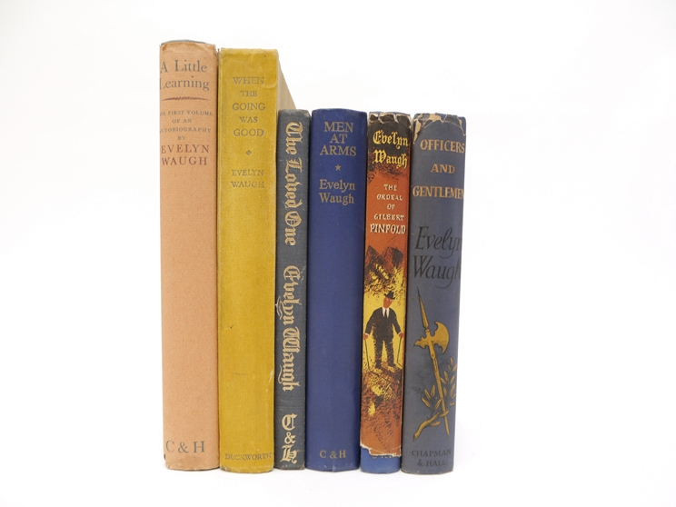 Evelyn Waugh, 6 titles: 'Officers & Gentlemen', C & H, 1955, 1st edition, original cloth,