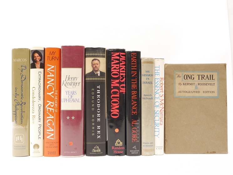 Ten books and autobiographies relating to politics and government, all signed,