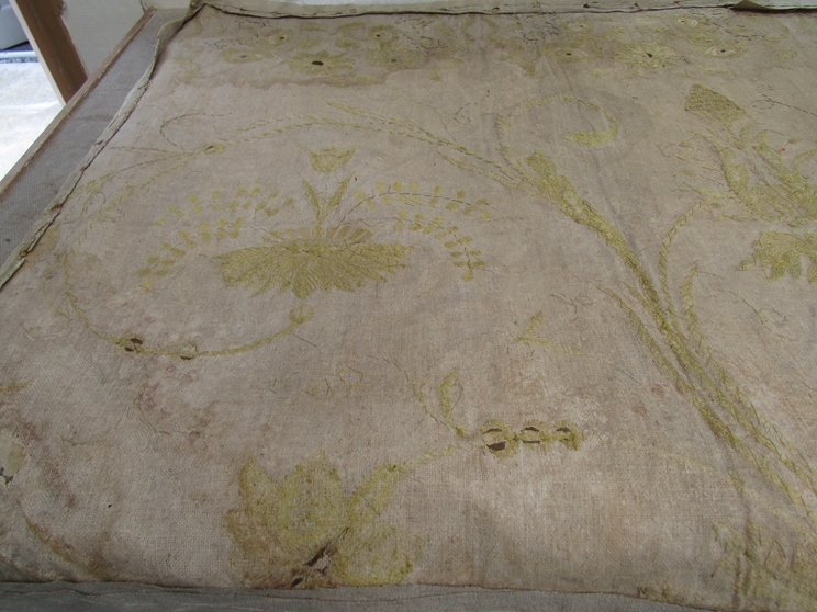 18th Century French gold thread embroidery on silk, possibly altar piece, delicate condition. - Image 8 of 9