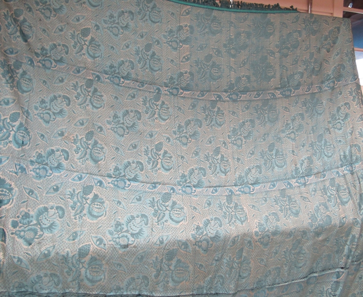 An extremely beautiful 18th Century "Bizarre" silk 180cm x 210cm approx, tones of blue.