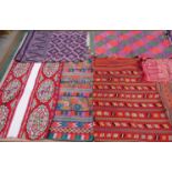 An impressive collection of ethnic embroideries and weavings to include Indian, Asian, Uzbek,